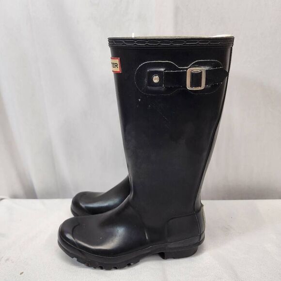 Hunter Black Tall Rubber Rain Boots Size Unisex 5M/6F - Picture 4 of 11
